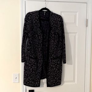 Blue leopard print cardigan / sweater jacket